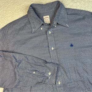 Brooks Brothers Men's Lg Blue Micro‎ Striped Long Sleeve Button Down Madison Fit